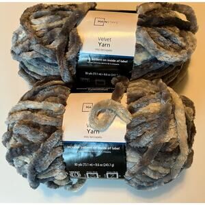 Mainstays Velvet Yarn, Neutral Multi Color – Lot Of 2-80yds Each. Super Soft!!